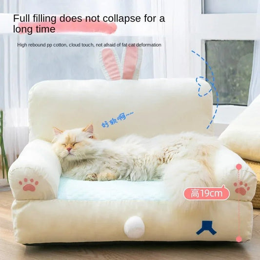 Cat Bed & Mats Fluffy Soft Pet Cat Sofa Bed Detachable Washable Pet Nest for Small Dog Large Size Cat Lazy Sofa Kitten Puppy Bed - Chachachats