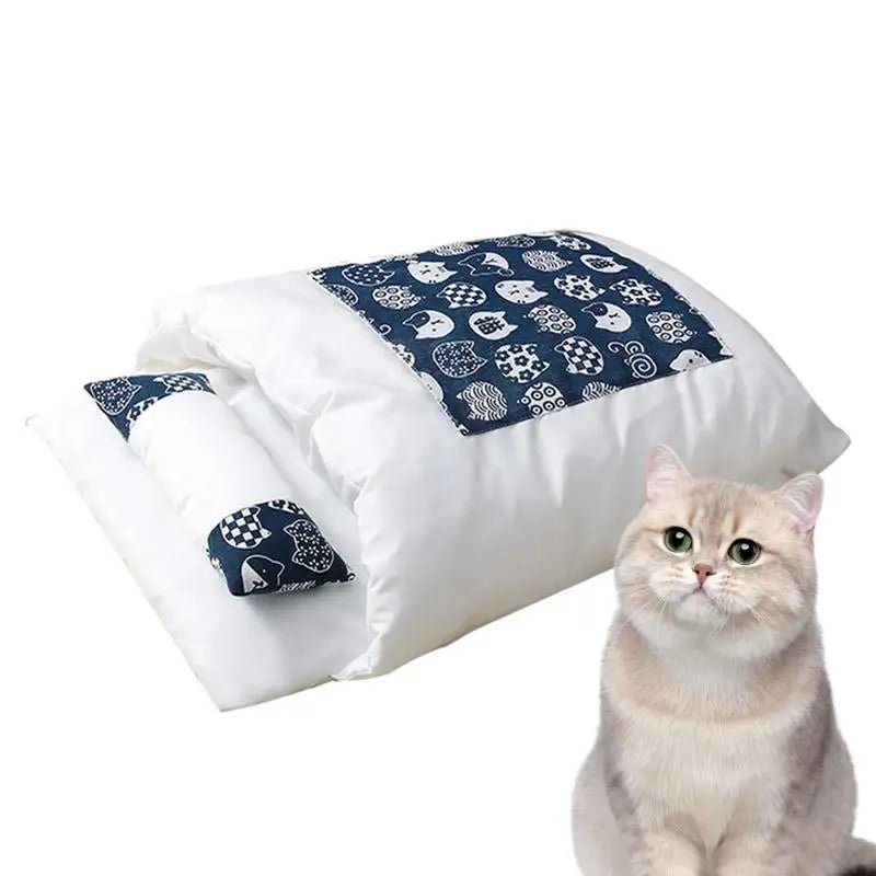Coussin sac de couchage pour chat chaud en hiver avec oreiller - Chachachats
