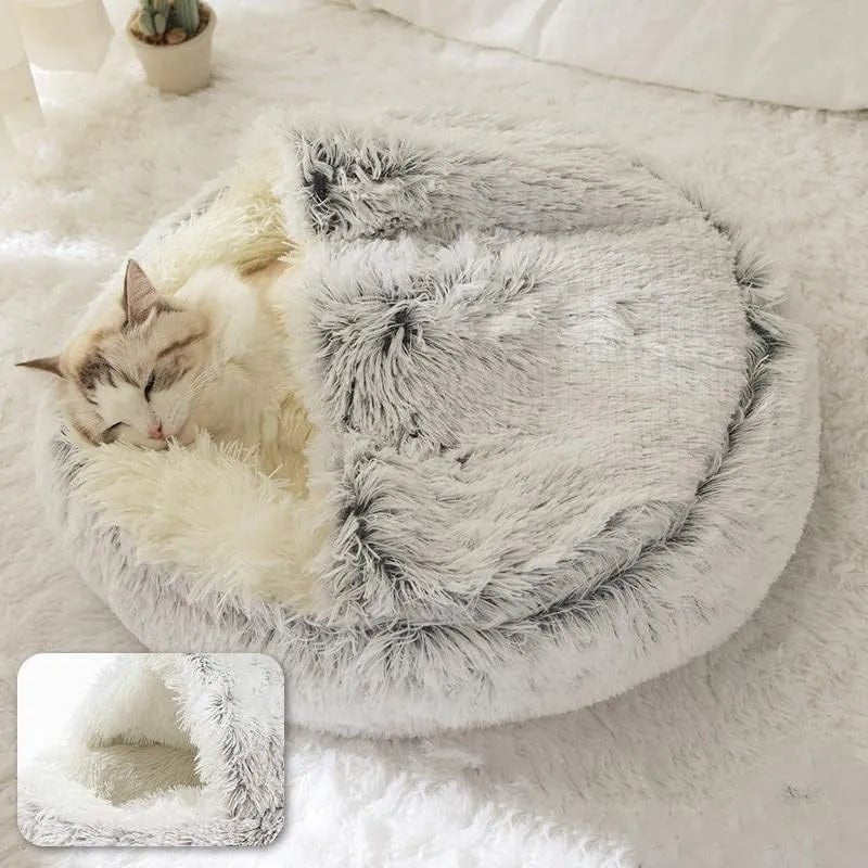 Lit pour animaux de compagnie en peluche douce avec housse Lit pour chat rond Matelas pour animaux de compagnie Chat chaud - Chachachats